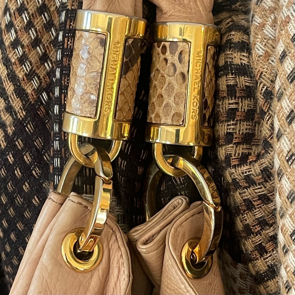 LUXURY LINE MICHAEL KORS Tonne Slouch Hobo Snakeskin Python Leather Shoulder Bag - Picture 7 of 16